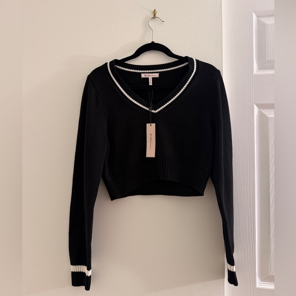 BCBGeneration Black and White Cropped Sweater